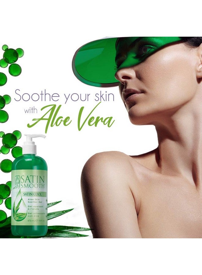 ساتين سموث جل الصبار الناعم الساتان، تركيبة مهدئة بعد إزالة الشعر بالشمع لتقليل الاحمرار وتهدئة البشرة المتهيجة، عناية مرطبة للوجه والجسم والشعر، 16 أونصة سائلة. - Image 2