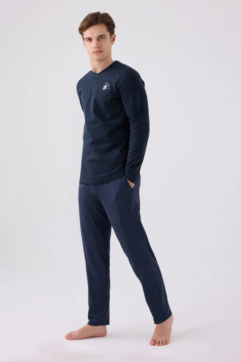 Arnetta Men's Long Sleeve Pajama Set AR3166 Navy