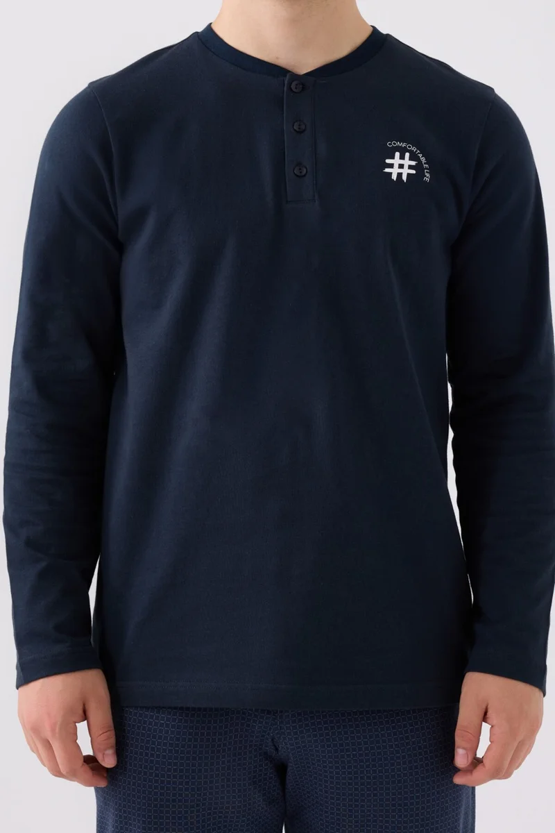 Arnetta Men's Long Sleeve Pajama Set AR3166 Navy