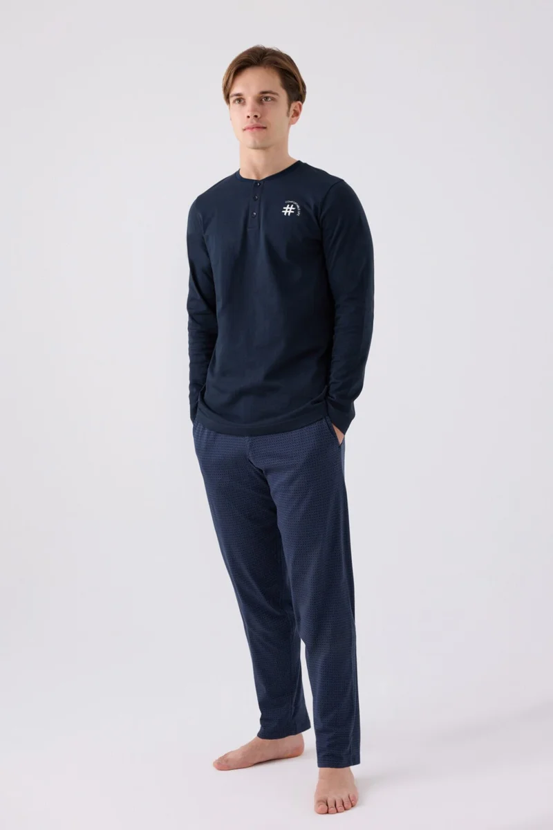 Arnetta Men's Long Sleeve Pajama Set AR3166 Navy