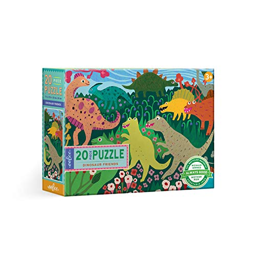 eeBoo Dinosaur Friends 20 Piece Big Puzzle Perfect Project for Little Hands Aids in The Development of Pattern Shape and Color Recognition for Ages 3 and up - Image 1