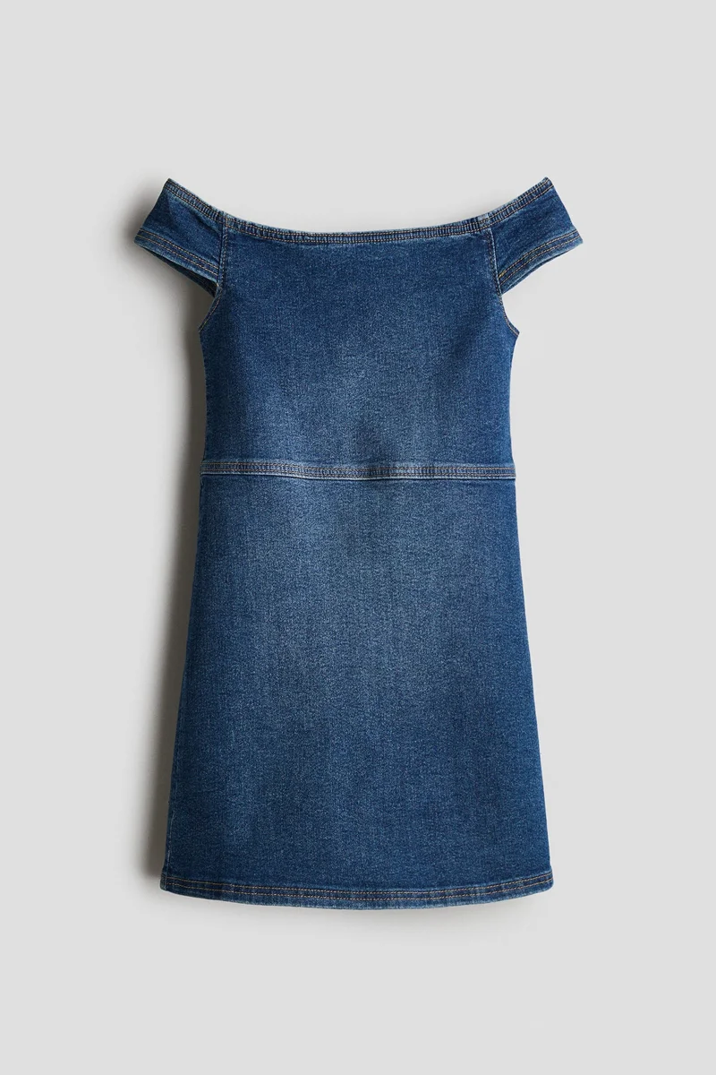 اتش اند ام فستان دنيم بأكتاف مكشوفة