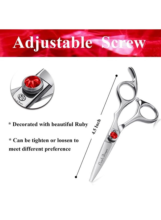 Purple Dragon 4.5 Barber Hair Cutting Scissors Small Moustache Shears with Bag- Perfect for Professional Hairstylist, Hairdresser (4.5 inch) - Image 4