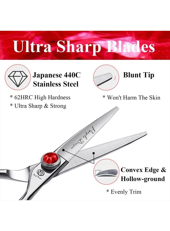 Purple Dragon 4.5 Barber Hair Cutting Scissors Small Moustache Shears with Bag- Perfect for Professional Hairstylist, Hairdresser (4.5 inch) - Image 3