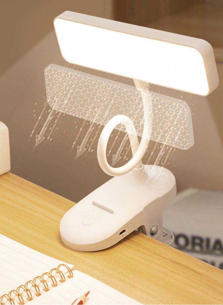 Angmei LED Desk Lamp, 36 LED USB Rechargeable Reading Light with 3 Color Modes 3 Brightness, Eye Protection Book Clamp Clip on Light for Headboard and Video Conference Clip-on USB Rechargeable Reading Light for Headboard Touch Lamp Bed Frame Double Dormitory Desk Bedside (White) - Image 1