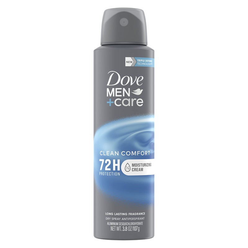 Dove Men+Care Antiperspirant Deodorant Clean Comfort Dry Spray For Men 72-hour Sweat and Odor Protection with Triple Defense Technology 3.8 oz - Image 1