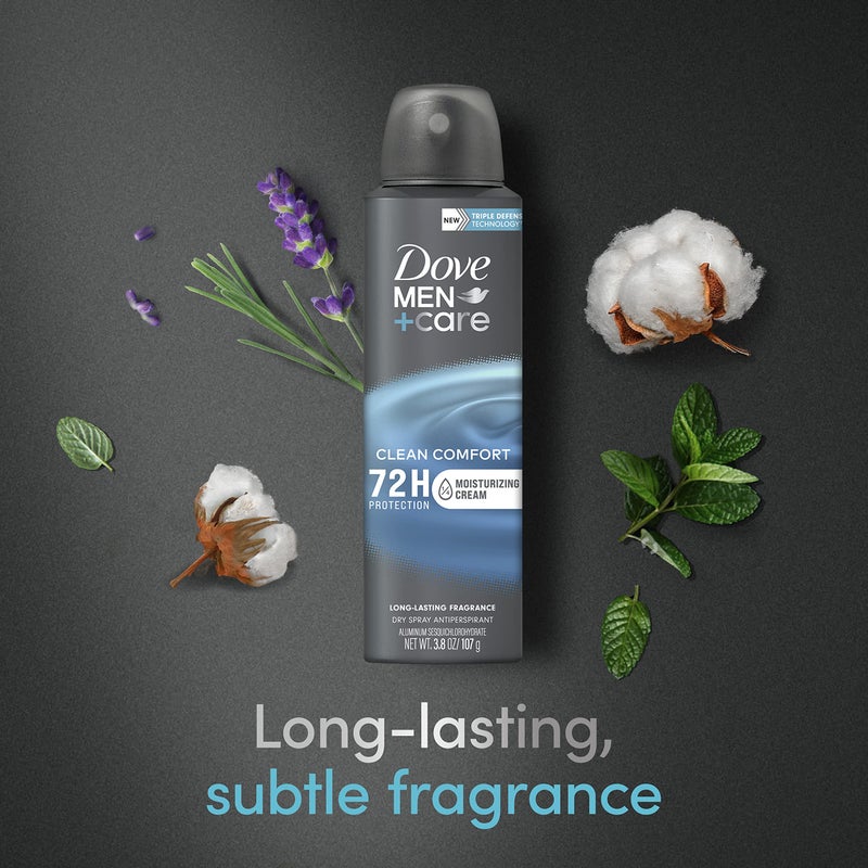 Dove Men+Care Antiperspirant Deodorant Clean Comfort Dry Spray For Men 72-hour Sweat and Odor Protection with Triple Defense Technology 3.8 oz - Image 4