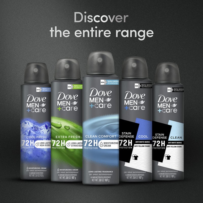 Dove Men+Care Antiperspirant Deodorant Clean Comfort Dry Spray For Men 72-hour Sweat and Odor Protection with Triple Defense Technology 3.8 oz - Image 5