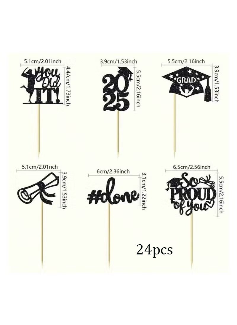 24-piece graduation cupcake decoration set, cake insert