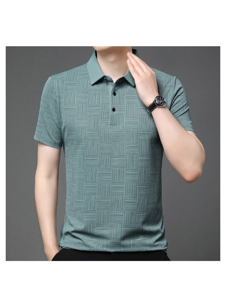 Men's  Printed Business Casual Short Sleeved POLO Shirt Fashion Short Sleeved Comfortable and Breathable Top - Image 2