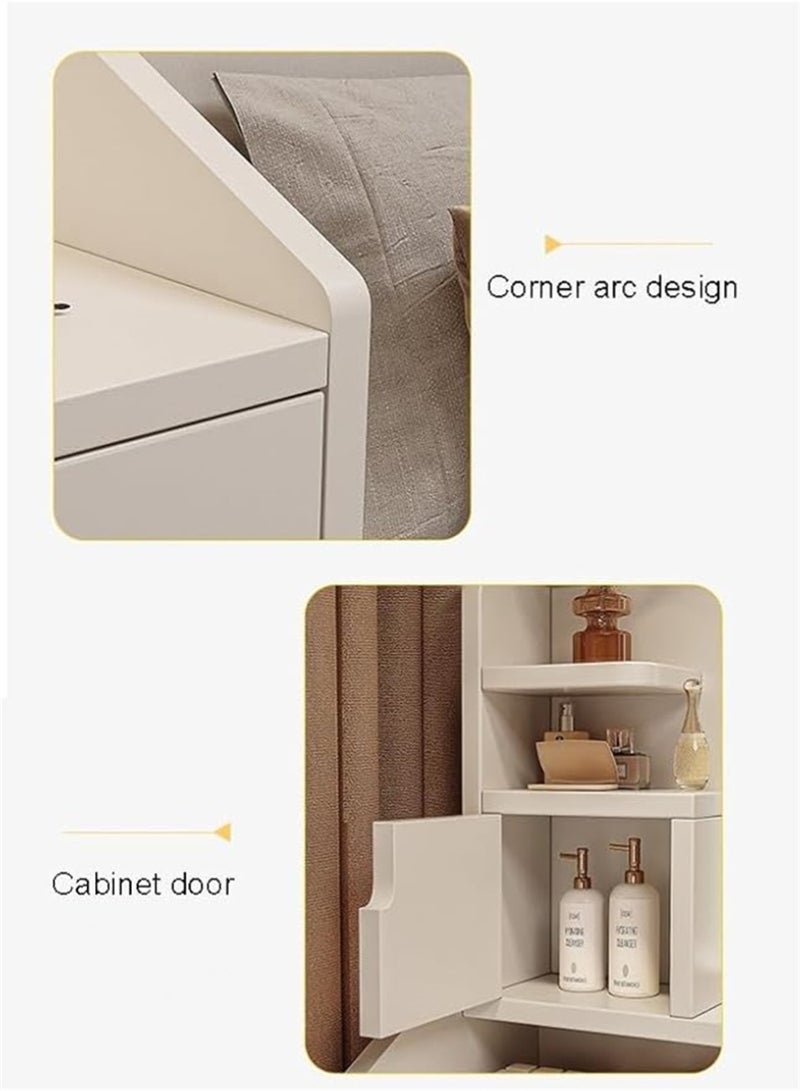 Vanity Desk, Makeup Dressing Table Vanity Bench with Locker and LED Flip Mirror, Multifunctional Dresser Storage Cabinet with Drawers and Chair, for Women and Girls (White, SZZ008LED) - Image 4