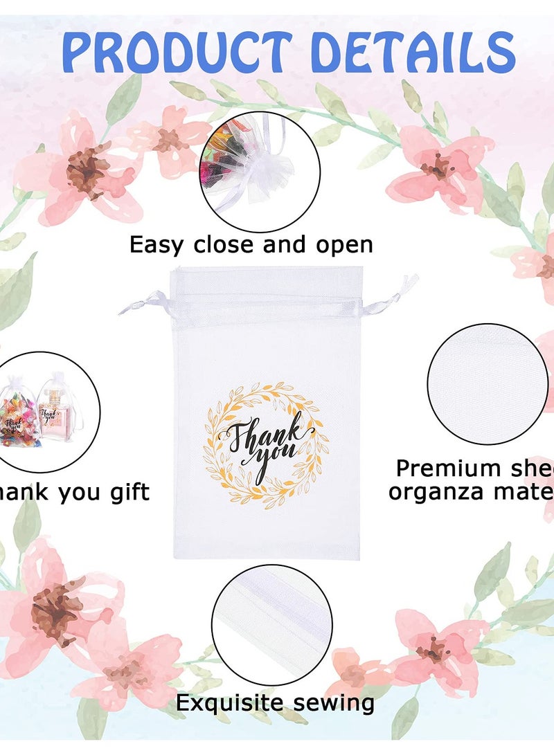 SOLARAE 50 PCS Sheer Drawstring Organza Jewelry Favor Pouches, 4x6" Mesh Wedding Party Festival Gift Bags Candy Bags, Organza Tulle Favor Bags (White) - Image 3