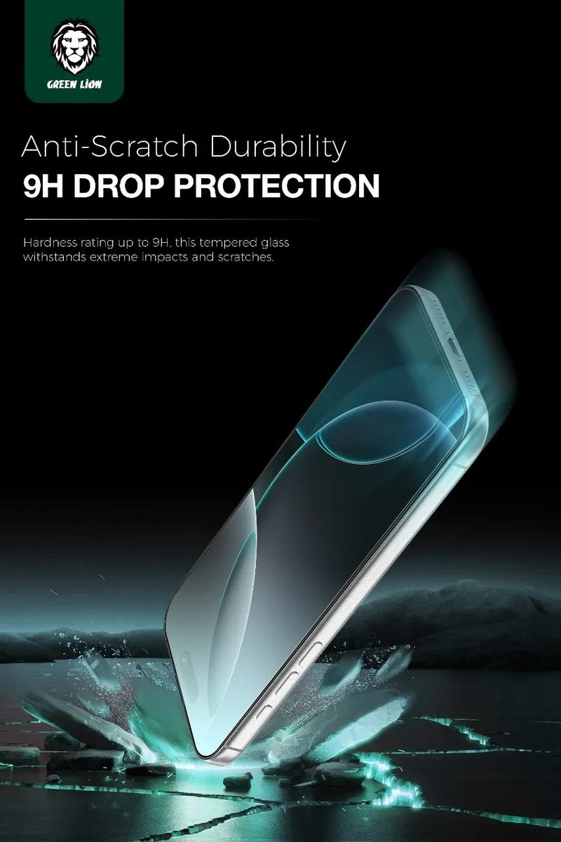GREEN LION iPhone 17 Pro Max Screen Protector with 3D Silicone Plus High Definition Edge Glass / Grease Resistance / Anti Fingerprint / Anti Scratch -Black Edge/Clear - Image 3