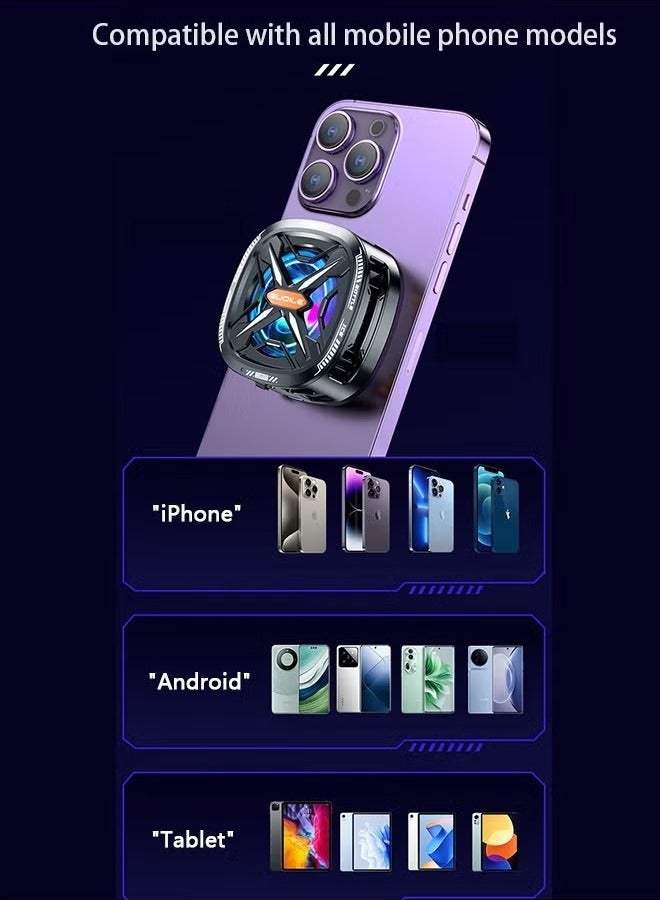 Phone Cooler for Gaming Magnetic Back Clip Dual Purpose Phone Cooling Fan Digital display temperature Mobile Cooling Fan without Noise for Playing Games Tiktok for Universal iPhone/Android Smartphone  - Image 5