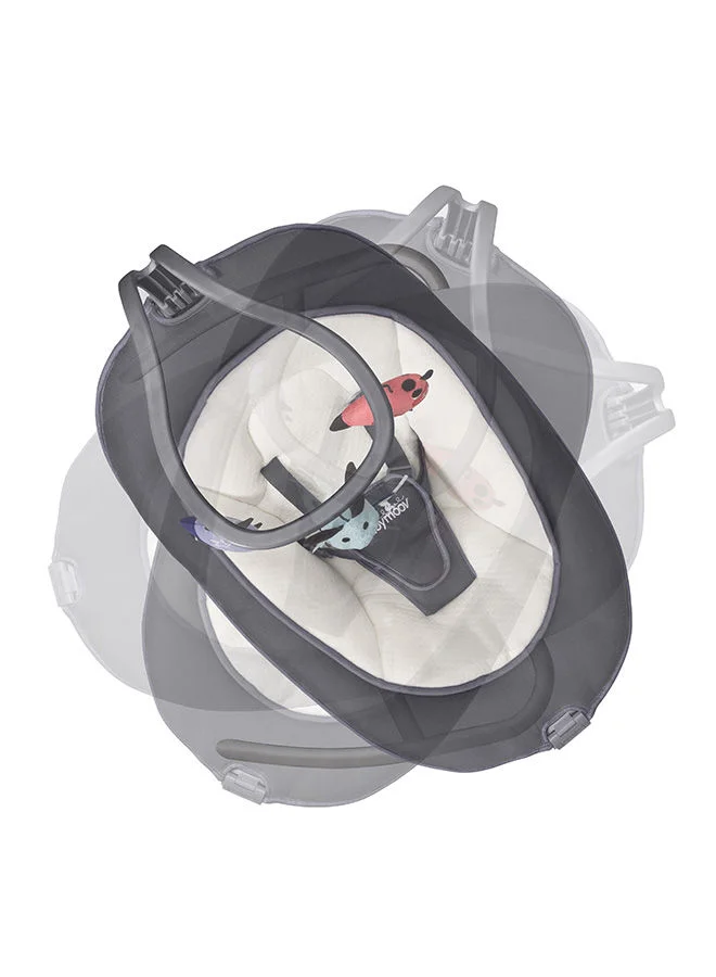 بيبي موف Swoon Motion Zinc, Electric Swing, Bouncer Chair With 5 Swing Speed 360° Rotation Seat Programmable Lullabies Birth Upto 9Kgs