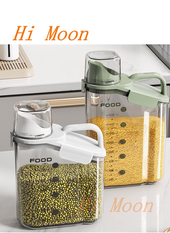 Hi Moon Kitchen Grain Dispensers, Food Bucket Transparent Rice Container, Portable Grain Storage Container Dispenser, Large Best Rice Dispenser With Visual Design, grain dispenser For Rice grain Rice 2500ml  - Image 4