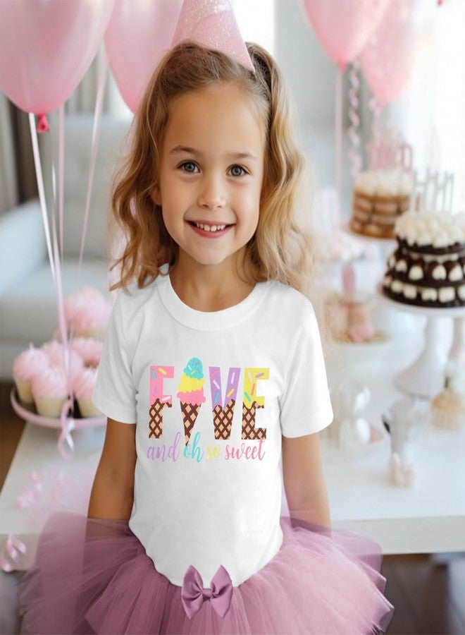 KEKEMI Toddler Girl Birthday Outfits 2nd 3rd 4th 5th 6th 7th Ice Cream Birthday Shirts Tutu Skirt Set Cake Smash 2Pcs Outfit(Purple,5T) - Image 2