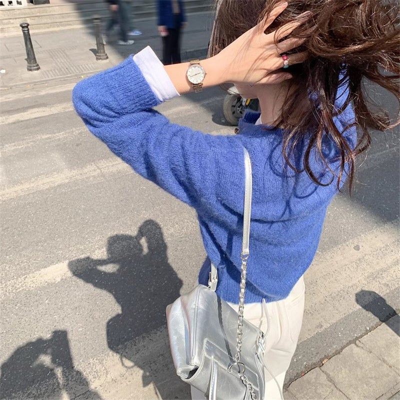 Spring Korean-style Soft Waxy Short Cardigan Jacket Womens Early Spring Commuter All-match Hair Needle Top Jeans Three-piece Suit single jeans - Image 1