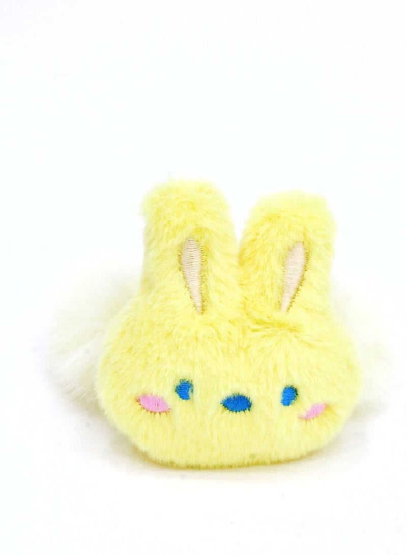 Generic A cute yellow fur bunny-shaped hair elastic, adding a warm and charming touch to your winter look! - Image 2