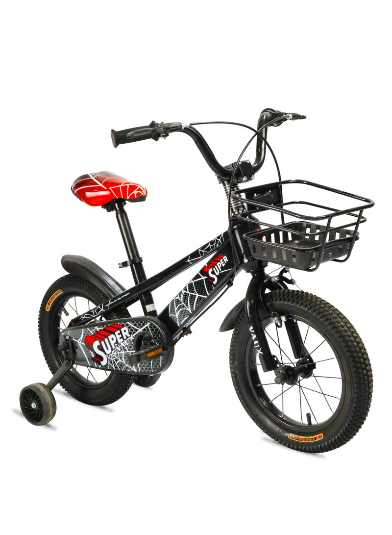 Vaux Super 16-Inch Kids Bike | 16-Inch Wheel Size| Adjustable Seat | With Basket, Handbrake, Mudguards And Training Wheels | Black Color - Image 2