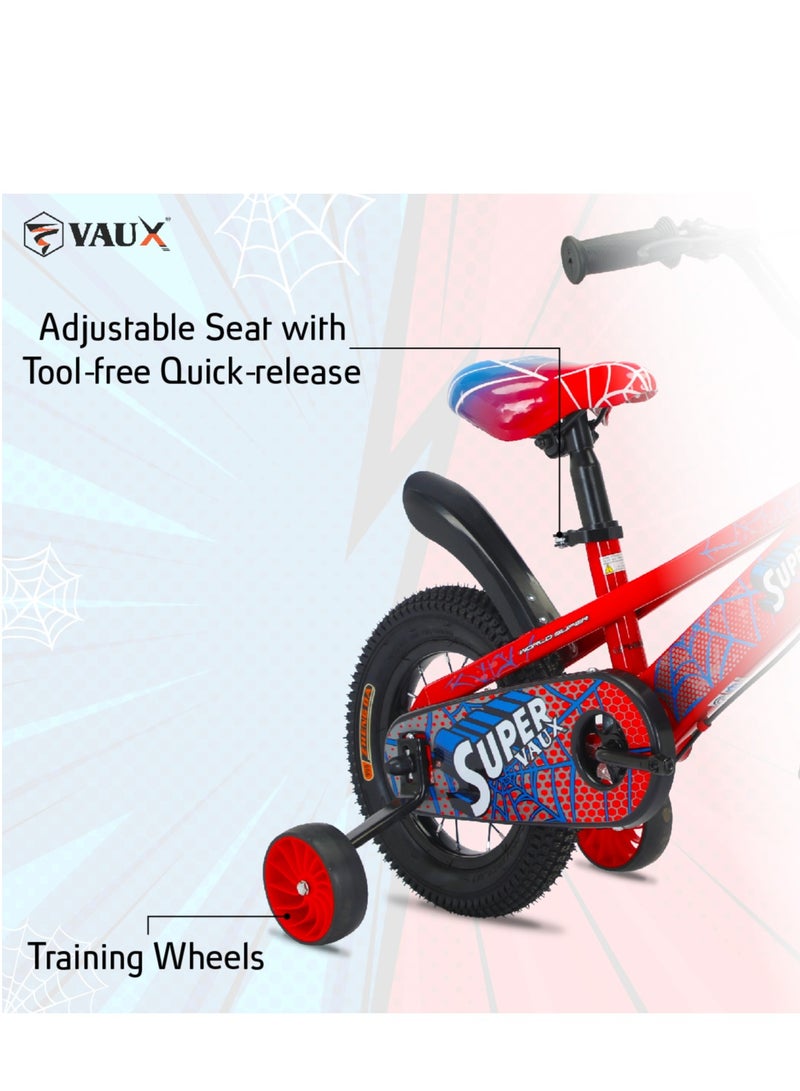 Vaux Super 16-Inch Kids Bike | 16-Inch Wheel Size| Adjustable Seat | With Basket, Handbrake, Mudguards And Training Wheels | Black Color - Image 3