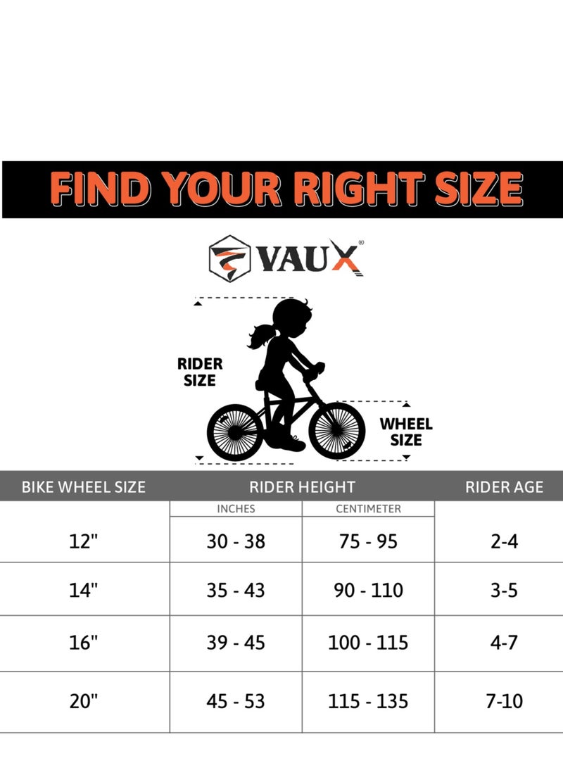 Vaux Super 16-Inch Kids Bike | 16-Inch Wheel Size| Adjustable Seat | With Basket, Handbrake, Mudguards And Training Wheels | Black Color - Image 5