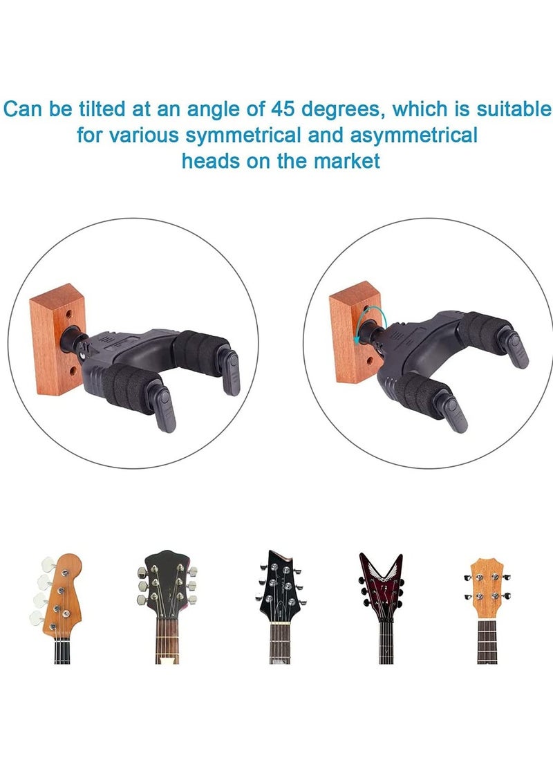 SYOSI Guitar Wall Mount Auto Lock Guitar Ukulele Wall Hanger Hard Wood Base Guitar Hook Holder Stand for Acoustic Classical Electric Bass Guitars Ukuleles Violins Safe Protection  - Image 2