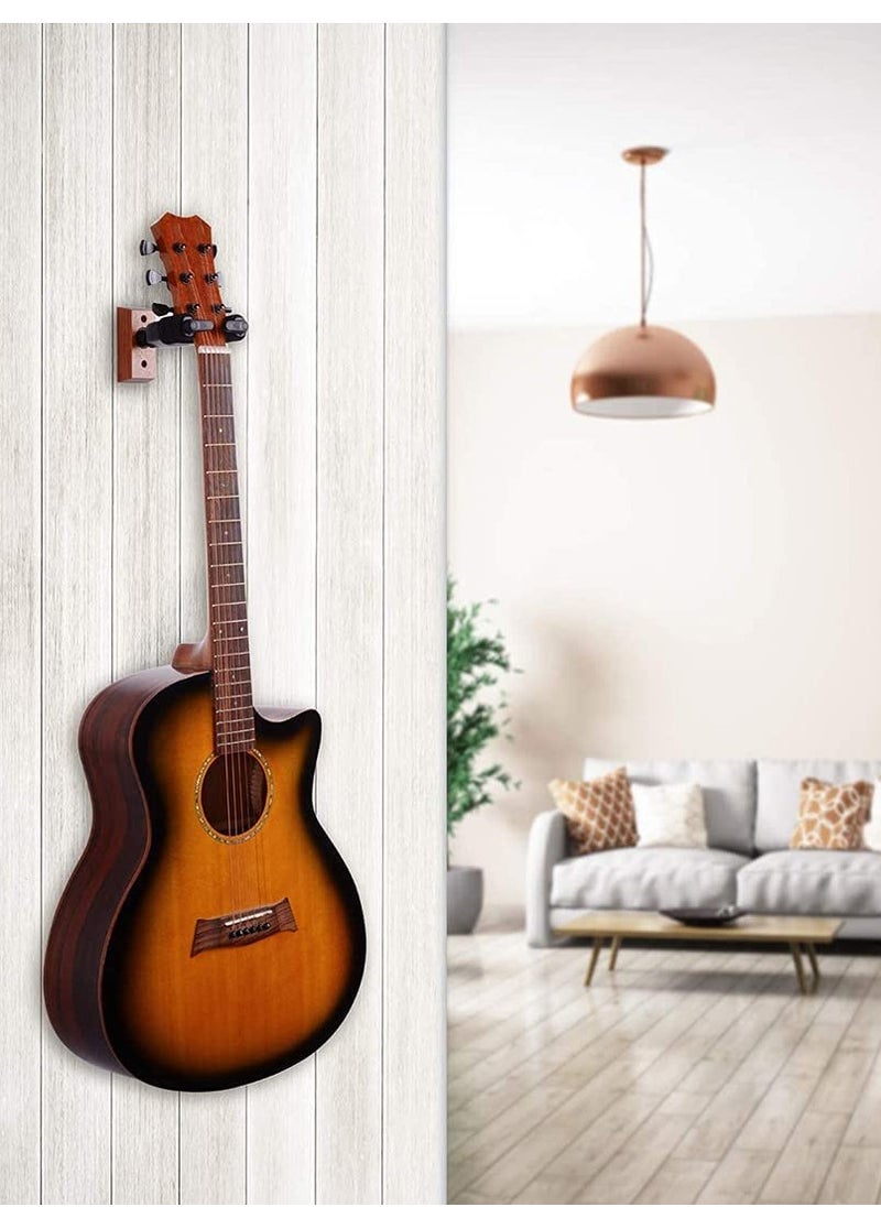 SYOSI Guitar Wall Mount Auto Lock Guitar Ukulele Wall Hanger Hard Wood Base Guitar Hook Holder Stand for Acoustic Classical Electric Bass Guitars Ukuleles Violins Safe Protection  - Image 5