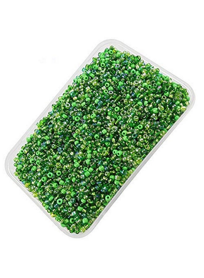 eshoppee 8/0 3 mm 200 gm Dark Green Mix Color Glass Seed Beads for Jewellery Making kit Art and Crafts Materials for Embroidery Necklace Bracelet Earring Making Materials DIY kit (Dark Green Family) - Image 1
