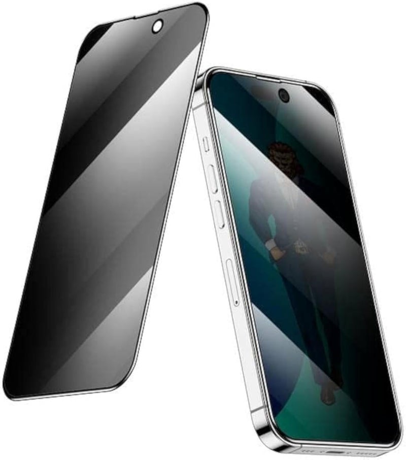 واقي شاشة Green Lion لهاتف iPhone 13 Pro Max - زجاج ثلاثي الأبعاد لحماية الخصوصية، مقاوم للخدش، بحواف دائرية - سهل التركيب، زجاج مقوى لحماية الخصوصية لهاتف iPhone 13 Pro Max 6.7 بوصة من Apple - أسود