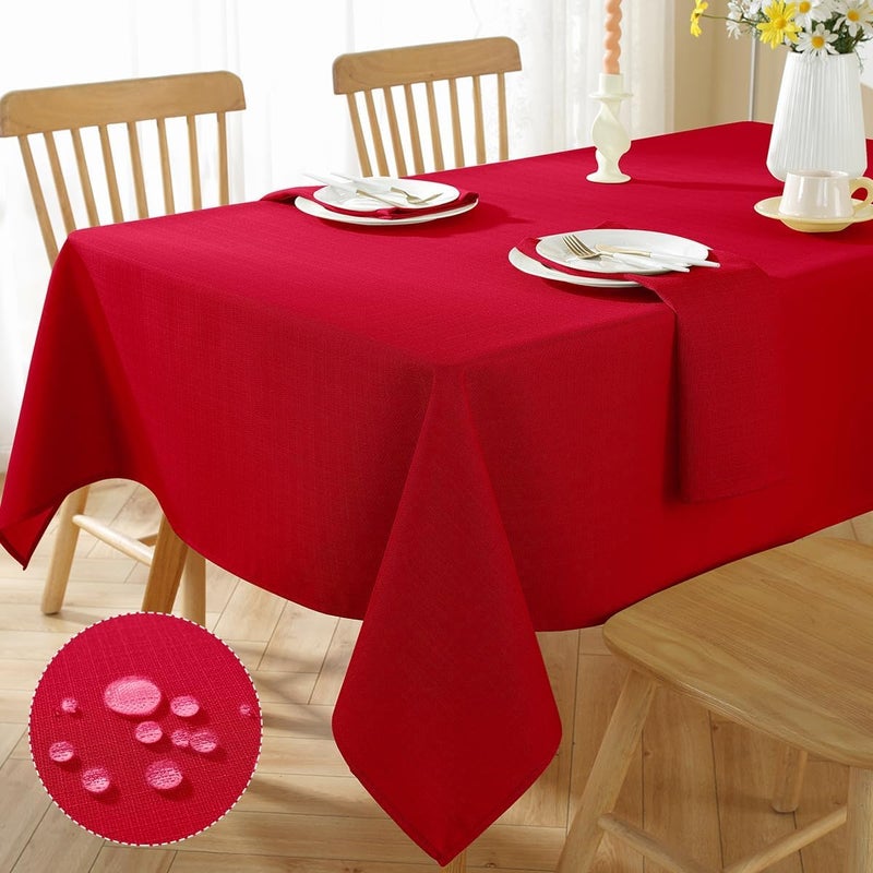 SASTYBALE Christmas Cloth Napkins Set of 4 Pieces Washable Wrinkle Free Textured Polyester Fabric Napkins for Xmas Winter Holiday Dinner Party Wedding 20 X 20 Inch Square Red - Image 1