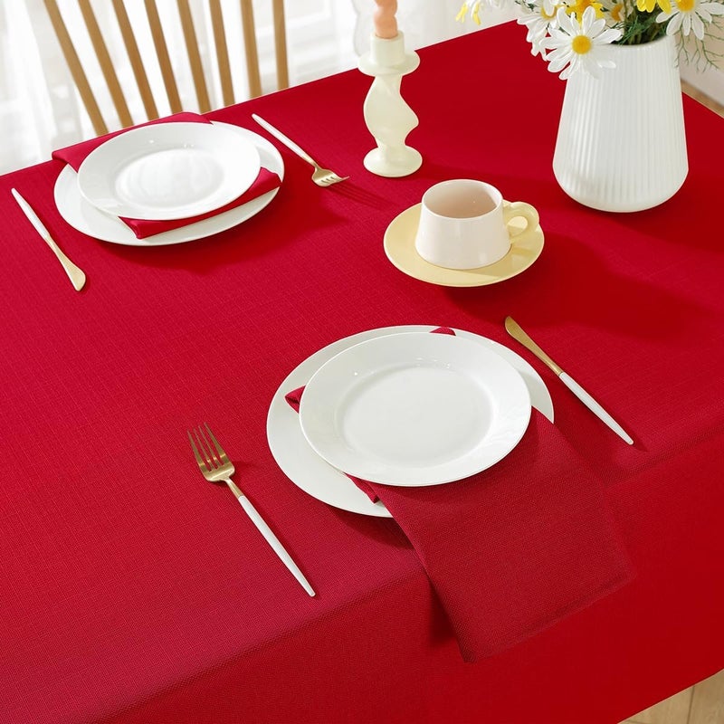 SASTYBALE Christmas Cloth Napkins Set of 4 Pieces Washable Wrinkle Free Textured Polyester Fabric Napkins for Xmas Winter Holiday Dinner Party Wedding 20 X 20 Inch Square Red - Image 3