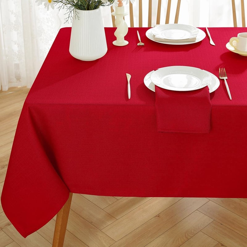 SASTYBALE Christmas Cloth Napkins Set of 4 Pieces Washable Wrinkle Free Textured Polyester Fabric Napkins for Xmas Winter Holiday Dinner Party Wedding 20 X 20 Inch Square Red - Image 2