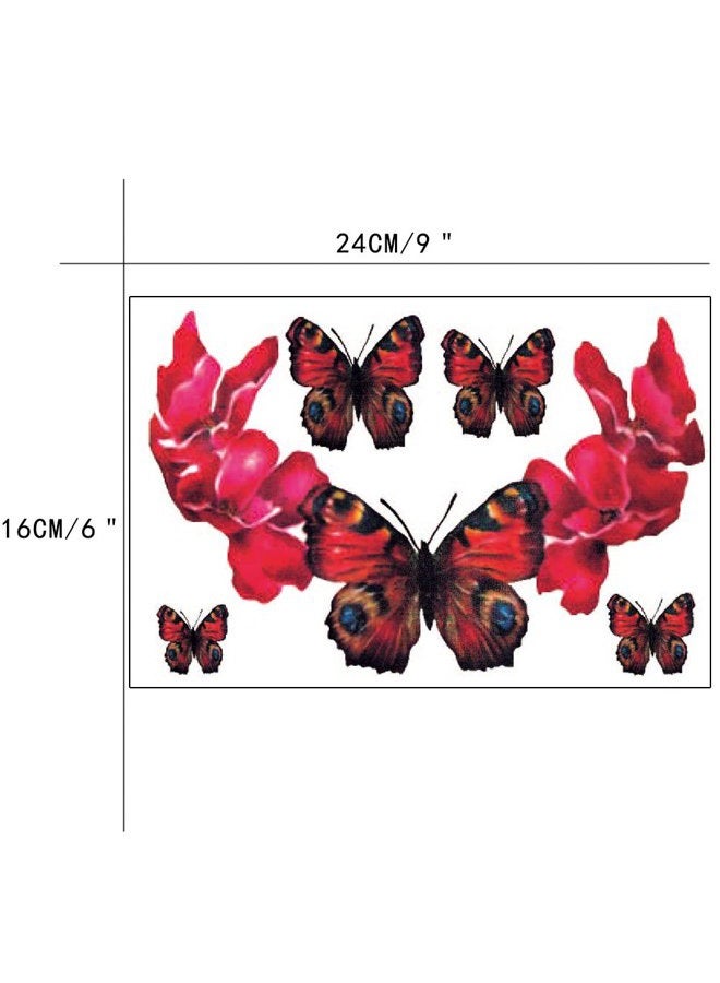 TAFLY Butterfly and Flower Temporary Tattoos Sticker for Women Sexy Chest or Back Fake Waterproof Body Art Transfer Tattoos 3 Sheets - Image 2