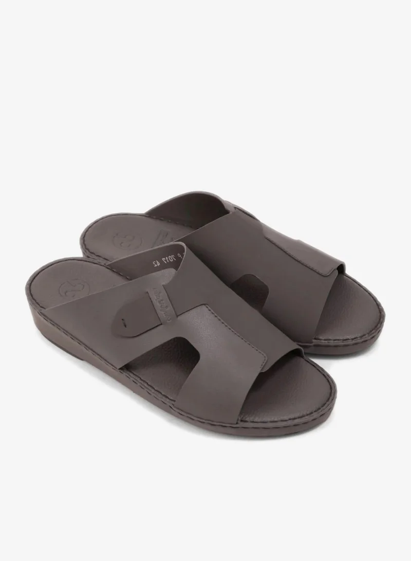 كومفورت بلس صنادل جلد مريحة للغاية بلون رمادي داكن