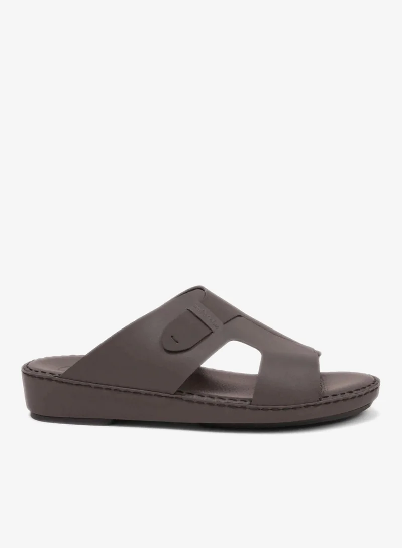 COMFORT PLUS ULTRA COMFORTABLE LEATHER SLIP-ON SANDALS DARK-GREY