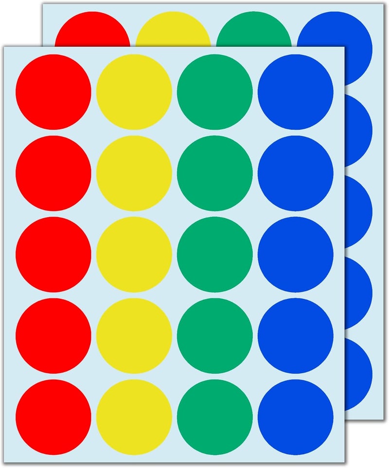 TownStix 200 قطعة ملصقات ملونة متحركة بحجم 2 بوصة دائرية للعبوات ملصقات متحركة ملونة 4 ألوان - Image 1