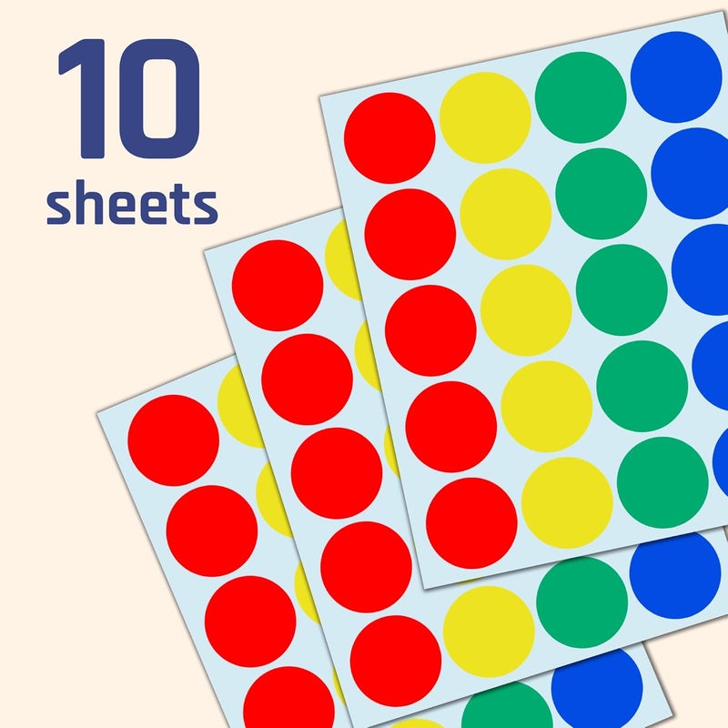 TownStix 200 قطعة ملصقات ملونة متحركة بحجم 2 بوصة دائرية للعبوات ملصقات متحركة ملونة 4 ألوان - Image 5