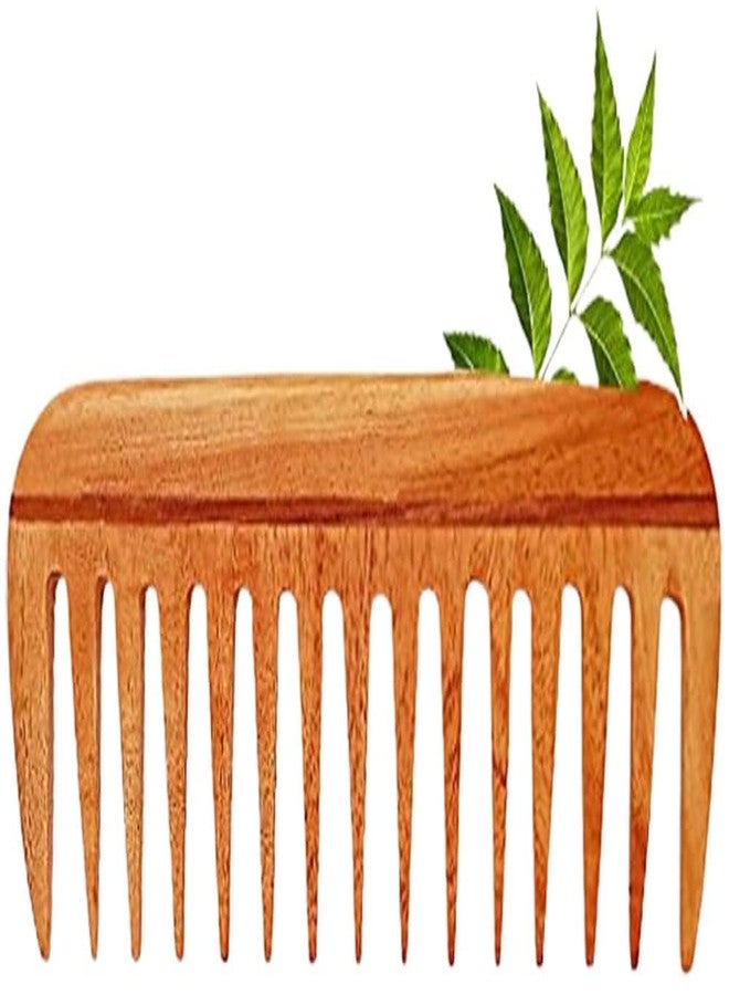 Rufiys Wide Tooth Neem Wooden Comb for Hair Growth | Natural Detangling for Women & Men | Promotes Healthy Scalp (NECOMB-004) - Image 1