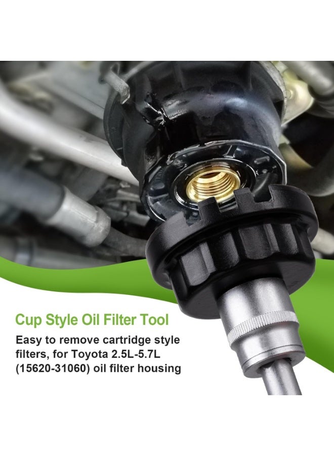 Oil Filter Removal Tool 64mm Oil Filter Wrench Suitable for Lexus, Camry, 4Runner, RAV4, Tundra, Tacoma, Highlander, Sienna, Sequoia, Avalon, Venza 2.5-5.7L Engines - Image 2
