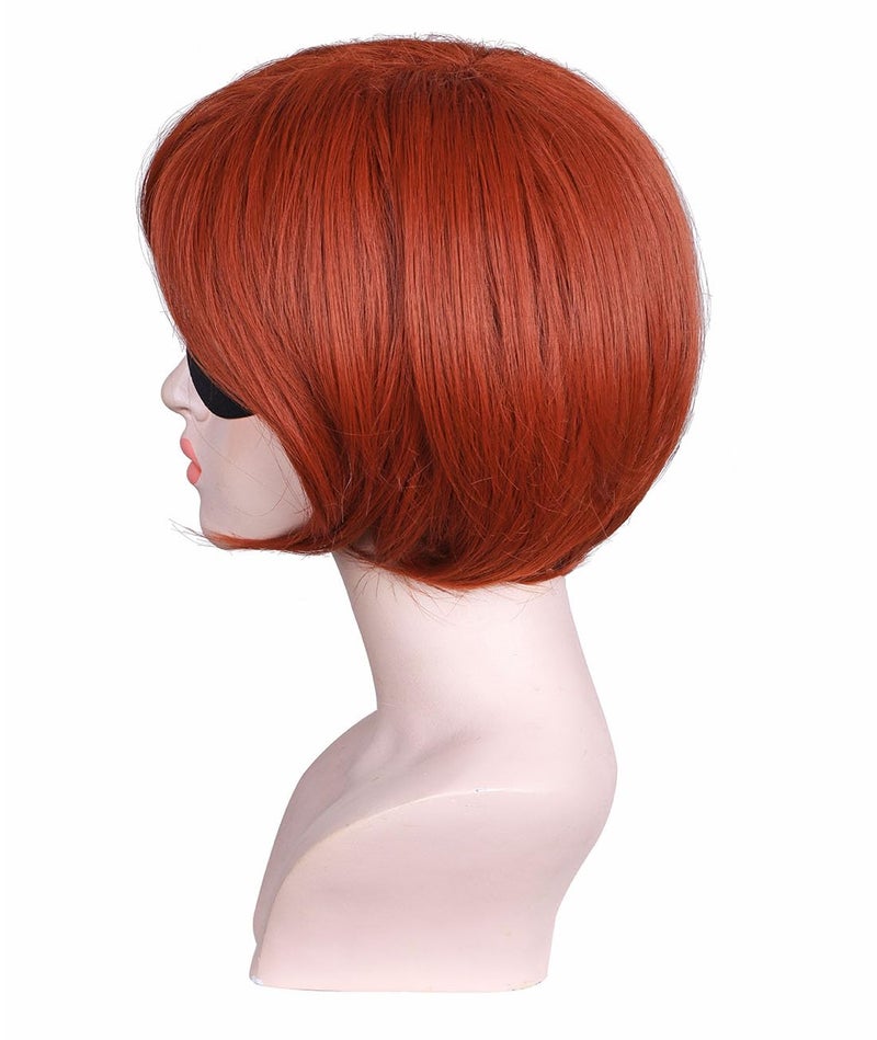 FantaLook Short Reddish Brown Costume Cosplay Wig with Eye Mask for Female - Image 4