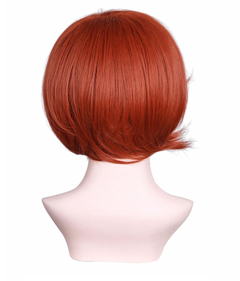 FantaLook Short Reddish Brown Costume Cosplay Wig with Eye Mask for Female - Image 5