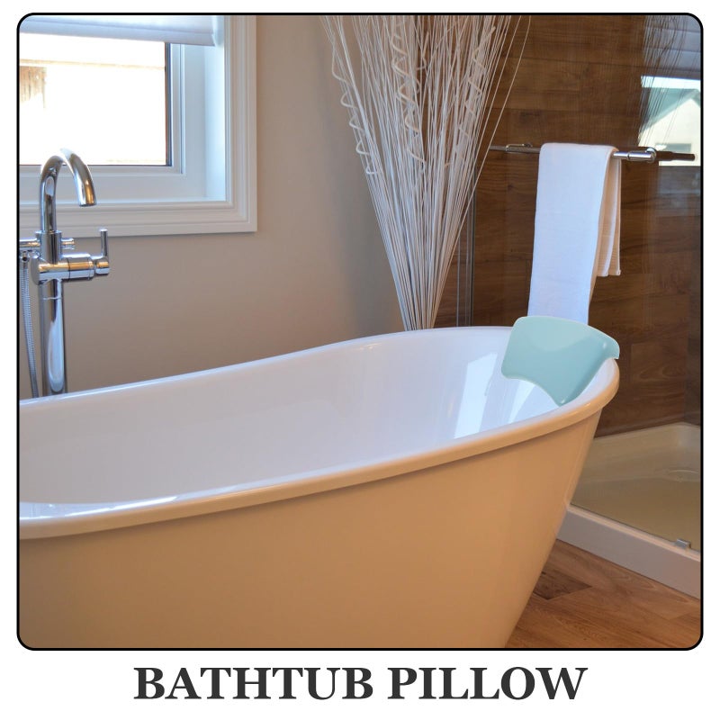 Soft Blue Bath Pillow with Suction Cups Head Rest Pad for Tub Relaxation and Spa - Image 4