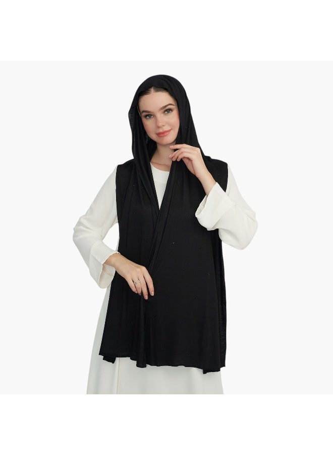LIFESTYLE Stone Embellished Black Hijab for Women - Image 2