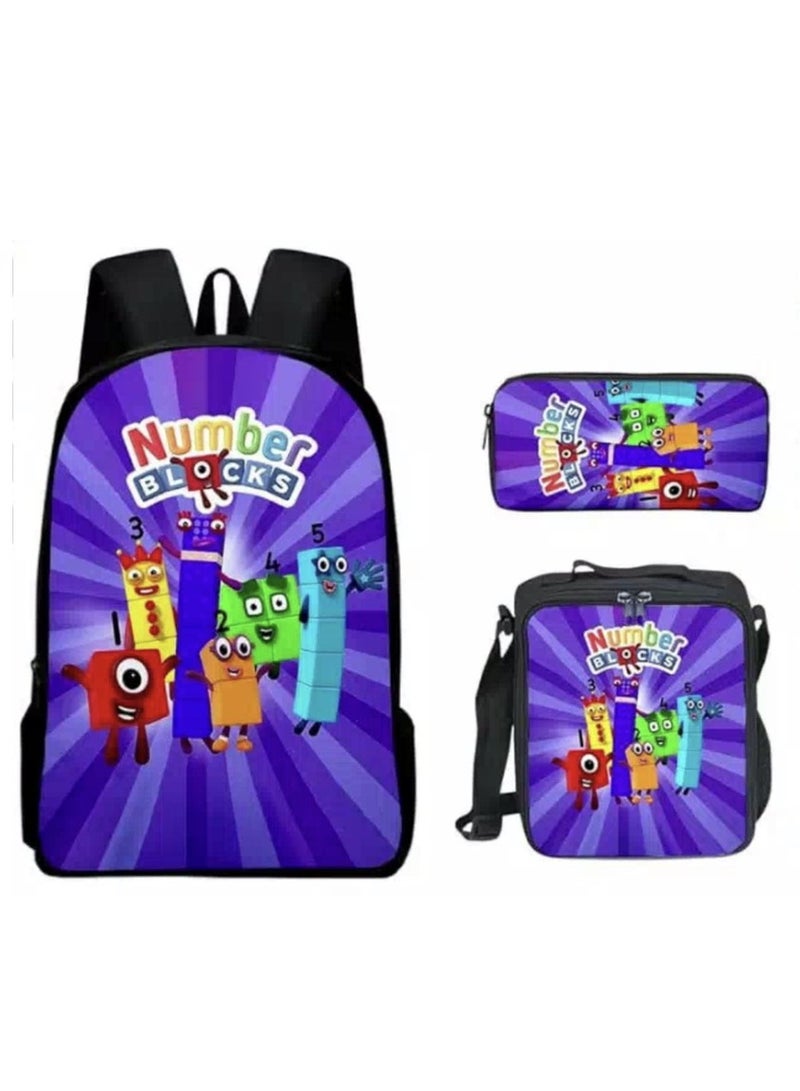 Student large capacity backpack cartoon backpack shoulder bag shoulder bag pencil case three piece set - Image 1