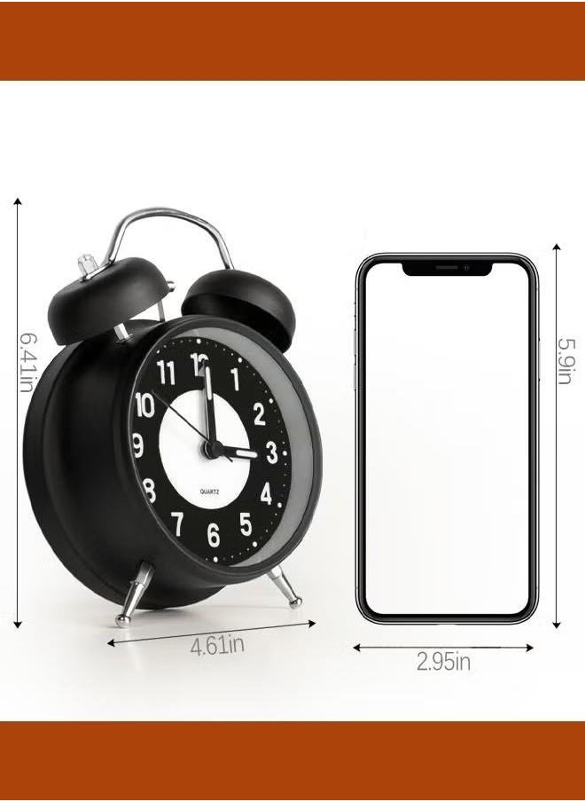 Twin Bell Alarm Clock, Loud Alarm Clock with Backlight, Silent Clock for Bedroom Home or Office, Great for Heavy Sleepers