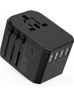 ELTRAZONE Universal Adapter with Power Socket Plugs and Plug Adaptor with 3 Ultra-Fast USB  Port and 1 Brisk USB Type C Port (Black) with  20W Dual Port USB C PD Fast ChargerUSB C to Lightning Cable  - Image 1