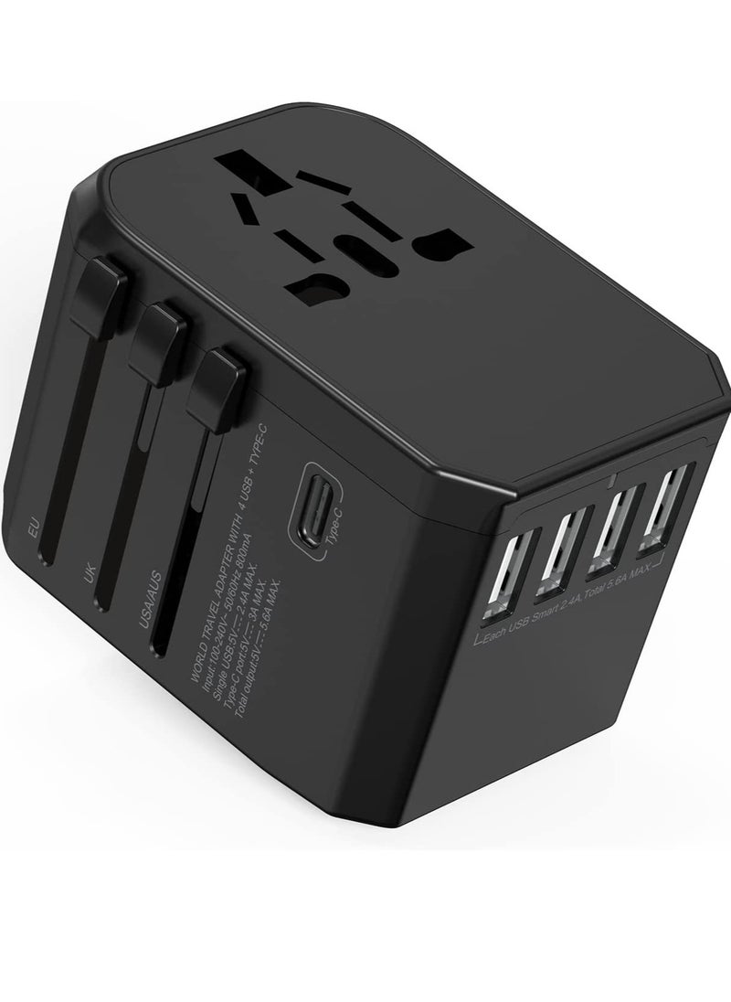 ELTRAZONE - Universal Adapter with Power Socket Plugs and Plug Adaptor with 3 Ultra-Fast USB  Port and 1 Brisk USB Type C Port (Black) with  20W Dual Port USB C PD Fast ChargerUSB C to Lightning Cable - Image 1
