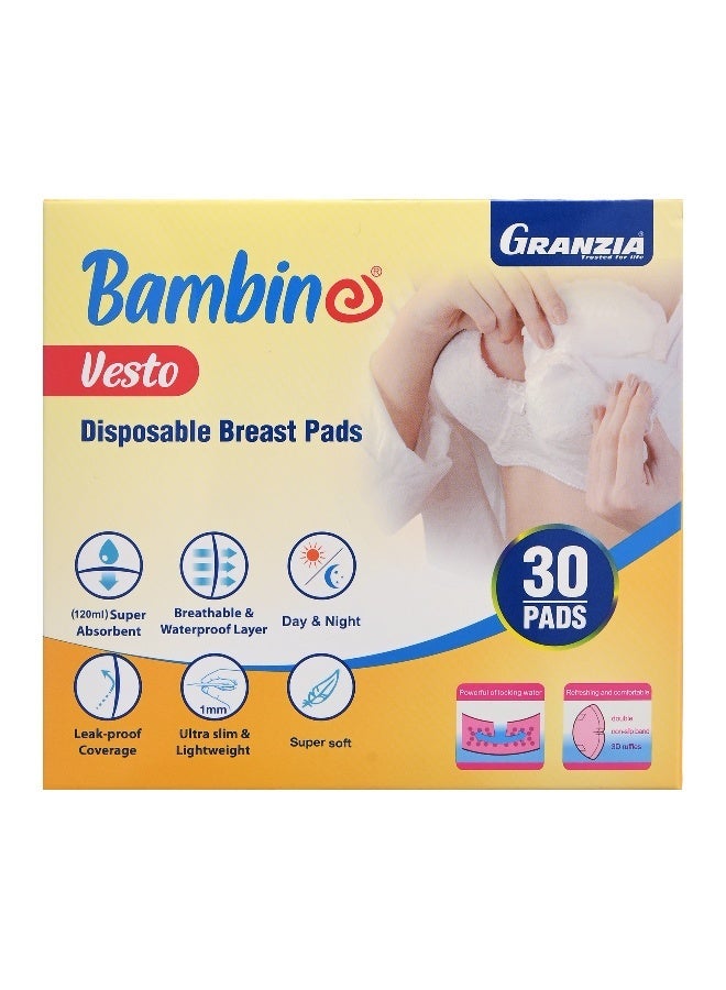 Granzia Vesto Disposable Breast Pads – 30 Ultra-Absorbent Day & Night Pads | Soft, Breathable, Invisible Under Clothing, Leak-Proof Comfort - Image 4
