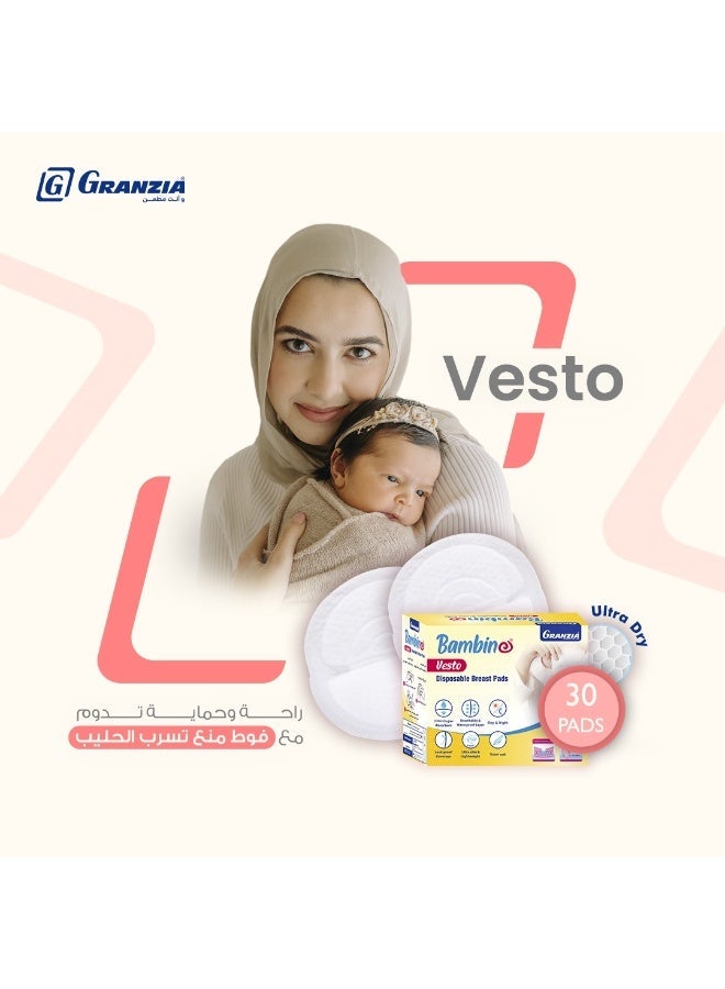 Granzia Vesto Disposable Breast Pads – 30 Ultra-Absorbent Day & Night Pads | Soft, Breathable, Invisible Under Clothing, Leak-Proof Comfort - Image 2